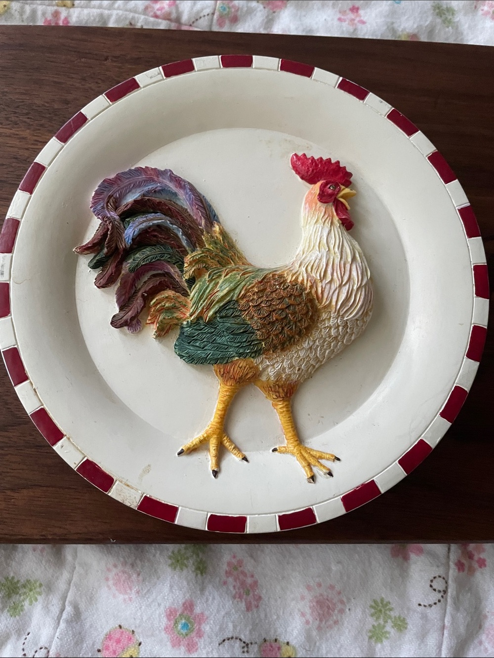 Colorful Rooster Wall Plate — Handpainted Farmhouse Decor